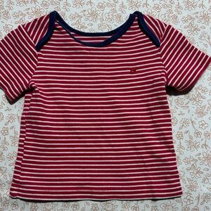 Faded Glory Red and White Striped Kids Tee